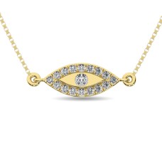 Collar de moda con diamantes de talla redonda de 1/10 ct en oro amarillo de 10 quilates.