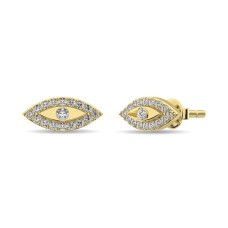 Pendientes de moda con diamantes de talla redonda de 1/6 ct en oro amarillo de 10 quilates.