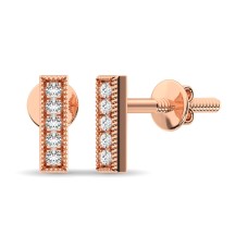 Pendientes de moda con diamantes de 1/20 ct en oro rosa de 10 quilates.