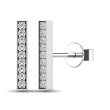 Pendientes de barra con diamantes de 1/20 ct en oro blanco de 10 quilates