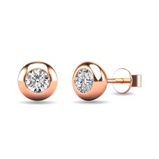 Pendientes de oro rosa de 10 quilates con diamantes de 1/10 ct engastados en bisel.