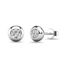 Pendientes de oro blanco de 10 quilates con diamantes de 1/10 ct engastados en bisel.