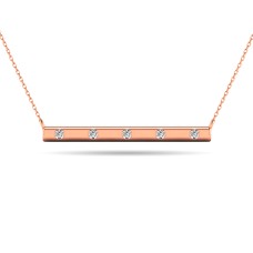 Collar con barra de diamantes de 1/20 ct en oro rosa de 10 quilates