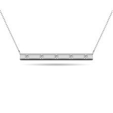 Collar con barra de diamantes de 1/20 ct en oro blanco de 10 quilates (2)