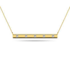 Collar con barra de diamantes de 1/20 ct en oro amarillo de 10 quilates (2)