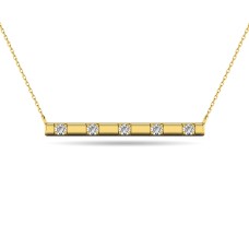 Collar con barra de diamantes de 1/20 ct en oro amarillo de 10 quilates (3)