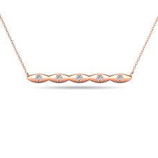 Collar con colgante de barra de diamantes de 0,20 ct en oro rosa de 10 quilates (ondulado).
