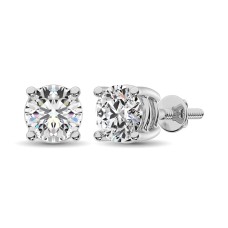 Pendientes de botón de oro blanco de 14 quilates con diamantes de primera calidad de 1/20 quilates.