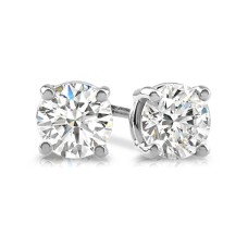 Pendientes de botón de oro blanco de 14 quilates con diamantes de primera calidad de 1/4 quilates.