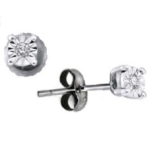 Pendientes de botón con diamantes redondos de ilusión óptica de 1/10 ct.