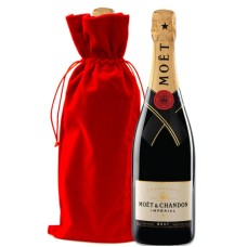 Moët & Chandon Imperial Brut con bolsa de regalo de terciopelo rojo