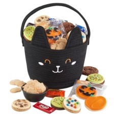 Cubo de Halloween para gatos y golosinas