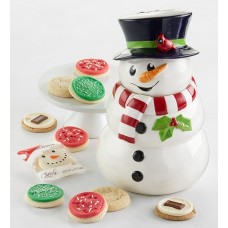 Tarro para galletas de edición de coleccionista con muñeco de nieve y cardenal