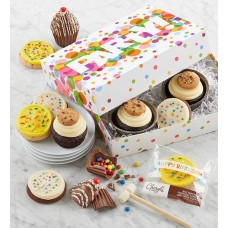 Magdalenas de cumpleaños, bombones y galletas para romper.