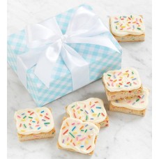 Caja con sabor a blondie de pastel de cumpleaños con glaseado de crema de mantequilla