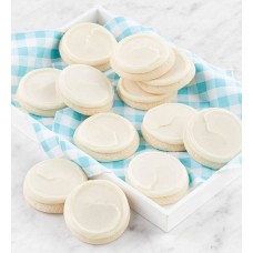 Caja de postres de vainilla sin gluten con glaseado de crema de mantequilla.