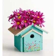 Casa para pájaros de flores