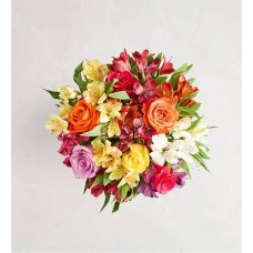 Ramo de rosas variadas y lirios peruanos para mamá (solo el ramo)