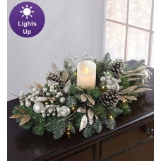 Centro de mesa metálico "Esplendor Invernal" con vela LED