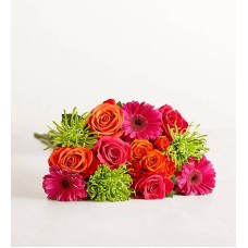 Ramo de Flores Vibrantes (Ramo doble con jarrón rosa)