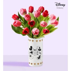 Jarrón de Disney Mickey Mouse y Minnie Mouse enamorados con los tulipanes del amor más dulces (Jarrón de Disney Mickey Mouse y Minnie Mouse enamorados)