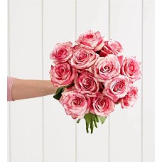 Rosas Pink Splash (12 tallos, solo ramo)