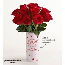 Ramo "Siempre sé mi persona" con jarrón personalizado (con una docena de rosas rojas)