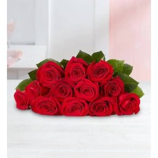Una docena de rosas rojas románticas (solo el ramo)