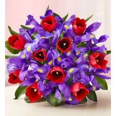 Ramo de tulipanes e iris de Bunches of Love (solo el ramo)
