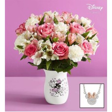 Jarrón de Minnie Mouse de Disney con ramo de flores preciosas (Ramo doble con jarrón de Minnie Mouse)