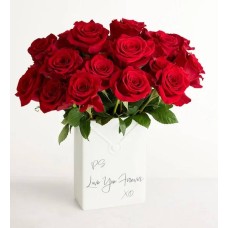 Rosas rojas firmadas con amor (con jarrón con carta de amor)