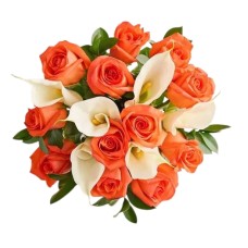 Ramo de rosas y calas de otoño (con jarrón de estilo boscoso y decoración de pared con motivos otoñales)