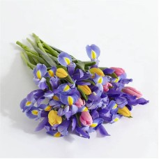 Ramo de tulipanes e iris adornado con joyas (estándar)