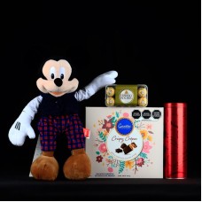 Peluche de Mickey Mouse de Disney con galletas y chocolates