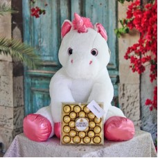 Layla, unicornio de peluche con chocolates