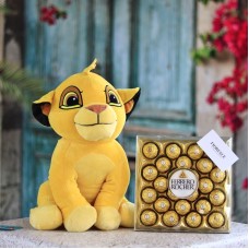 Peluche de Simba de "El Rey León" con chocolates