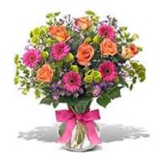 Jarrón Premium con Gerberas y Rosas