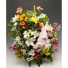 Arreglo floral con lirios, rosas y San Vicentes Premium