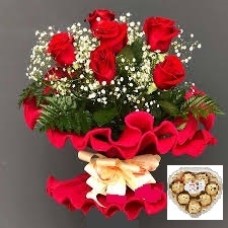 Combo 6 rosas ITALIANAS con Ferrero