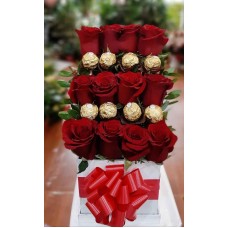 Caja Escalera Rosas Y Ferrero