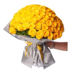 150 Rosas Amarillas en un Ramo Gris Especial