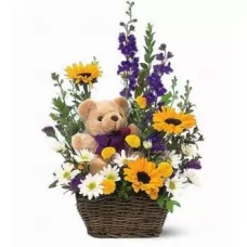 Mixed Flowers and Teddy Bear (Standard)