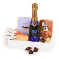Bandeja de regalo Neuhaus con champán y bombones Pommery