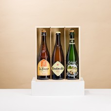 Cata de cerveza belga Tripel en caja de madera