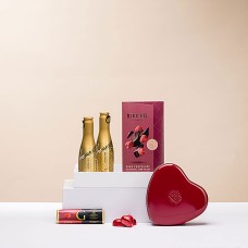 Vino Espumoso Sin Alcohol con Corazones de Chocolate