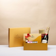 Caja de regalo Godiva Gold con champán Moet &amp; Chandon