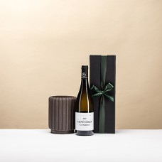 Enfriador de vino Dentelles - Tierra con botella de vino en caja de regalo