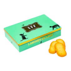 Caja metálica para galletas con forma de lengua de gato (lata metálica de 160 g)