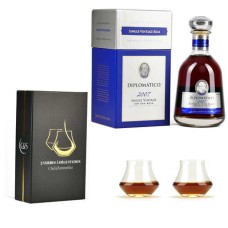 Single Vintage Diplomatico 43% y 2 copas surtidas