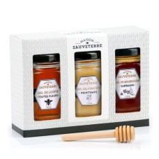 Estuche regalo 3 mieles francesas y cuchara de miel